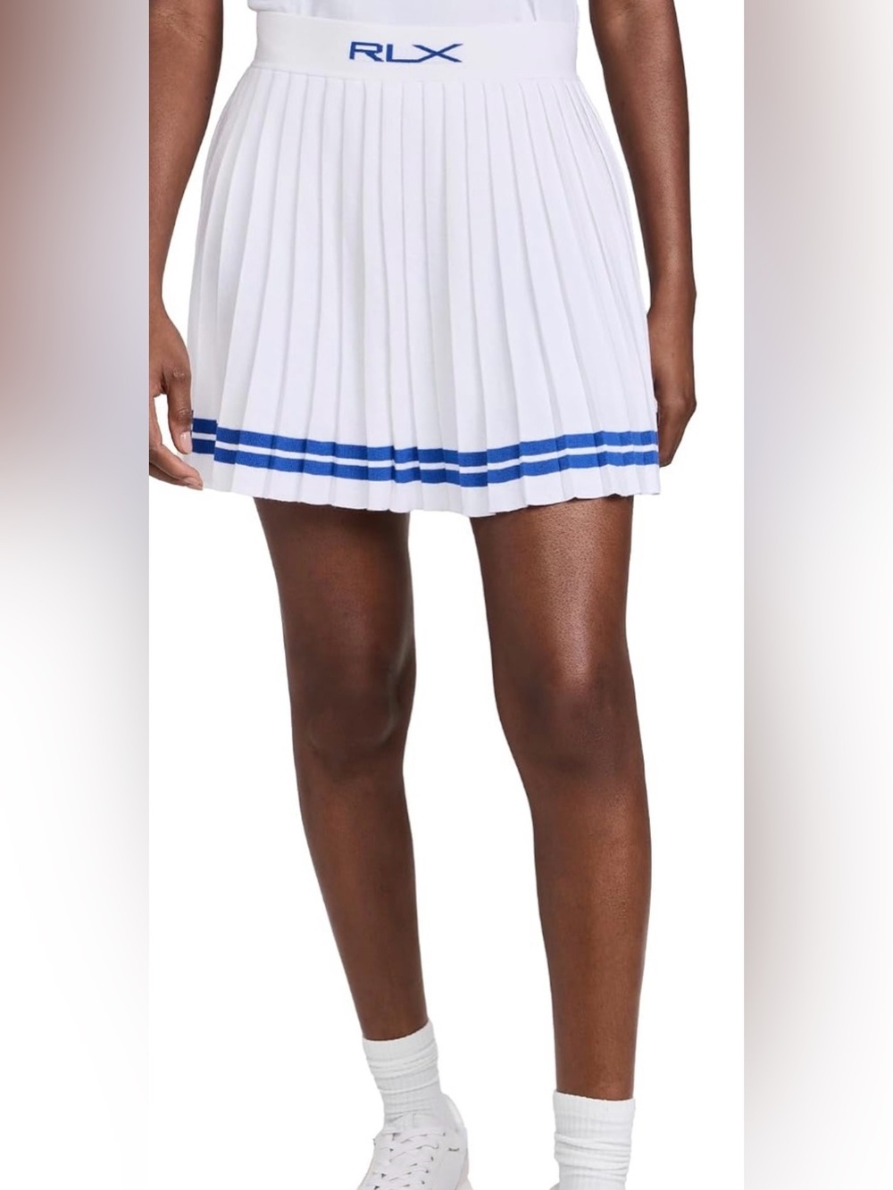 RLX Ralph Lauren Women's Cotton Coolmax Pleated Skirt, Cream Iris Blue, M, NWT